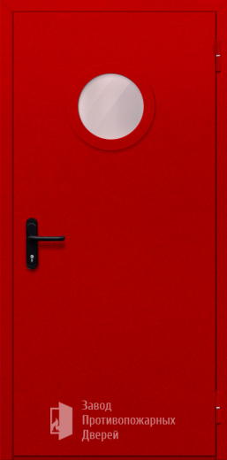 Фото двери «Однопольная с круглым стеклом (красная)» в Фрязино