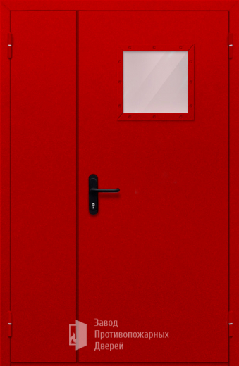 Фото двери «Полуторная со стеклопакетом (красная)» в Фрязино