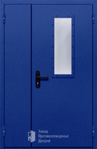 Фото двери «Полуторная со стеклом (синяя)» в Фрязино
