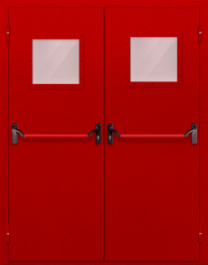Фото двери «Двупольная со стеклопакетом и антипаникой (красная)» в Фрязино