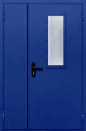 Фото двери «Полуторная со стеклом (синяя)» в Фрязино