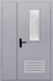 Фото двери «Полуторная со стеклом и  решеткой» в Фрязино