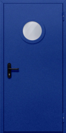 Фото двери «Однопольная с круглым стеклом (синяя)» в Фрязино