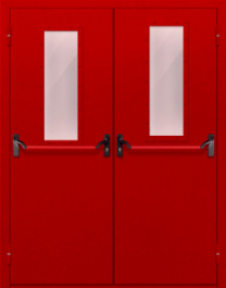 Фото двери «Двупольная с стеклом и антипаникой (красная)» в Фрязино