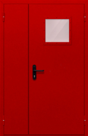 Фото двери «Полуторная со стеклопакетом (красная)» в Фрязино