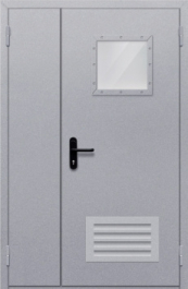 Фото двери «Полуторная со стеклопакетом и решеткой» в Фрязино