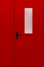 Фото двери «Полуторная со стеклом (красная)» в Фрязино