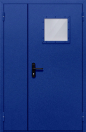 Фото двери «Полуторная со стеклопакетом (синяя)» в Фрязино